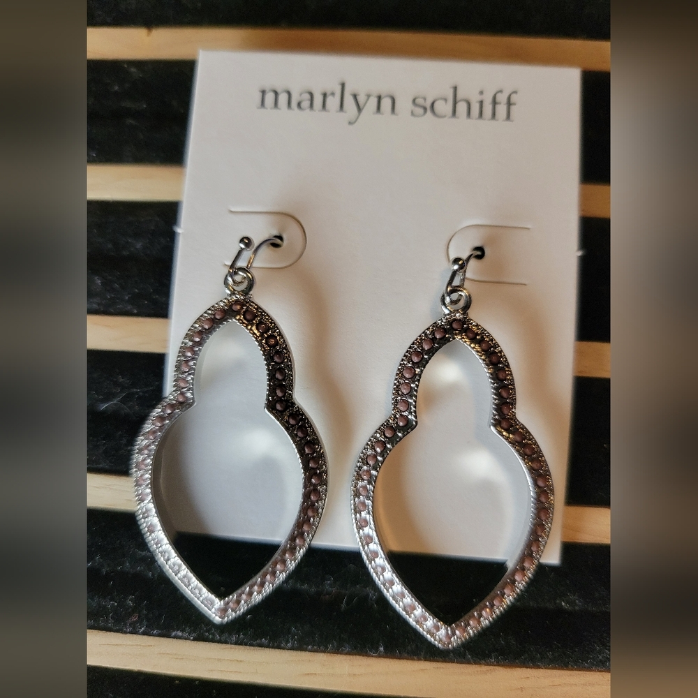 Marlyn Schiff Purple Crystal Marquise Dangle Earrings NWT